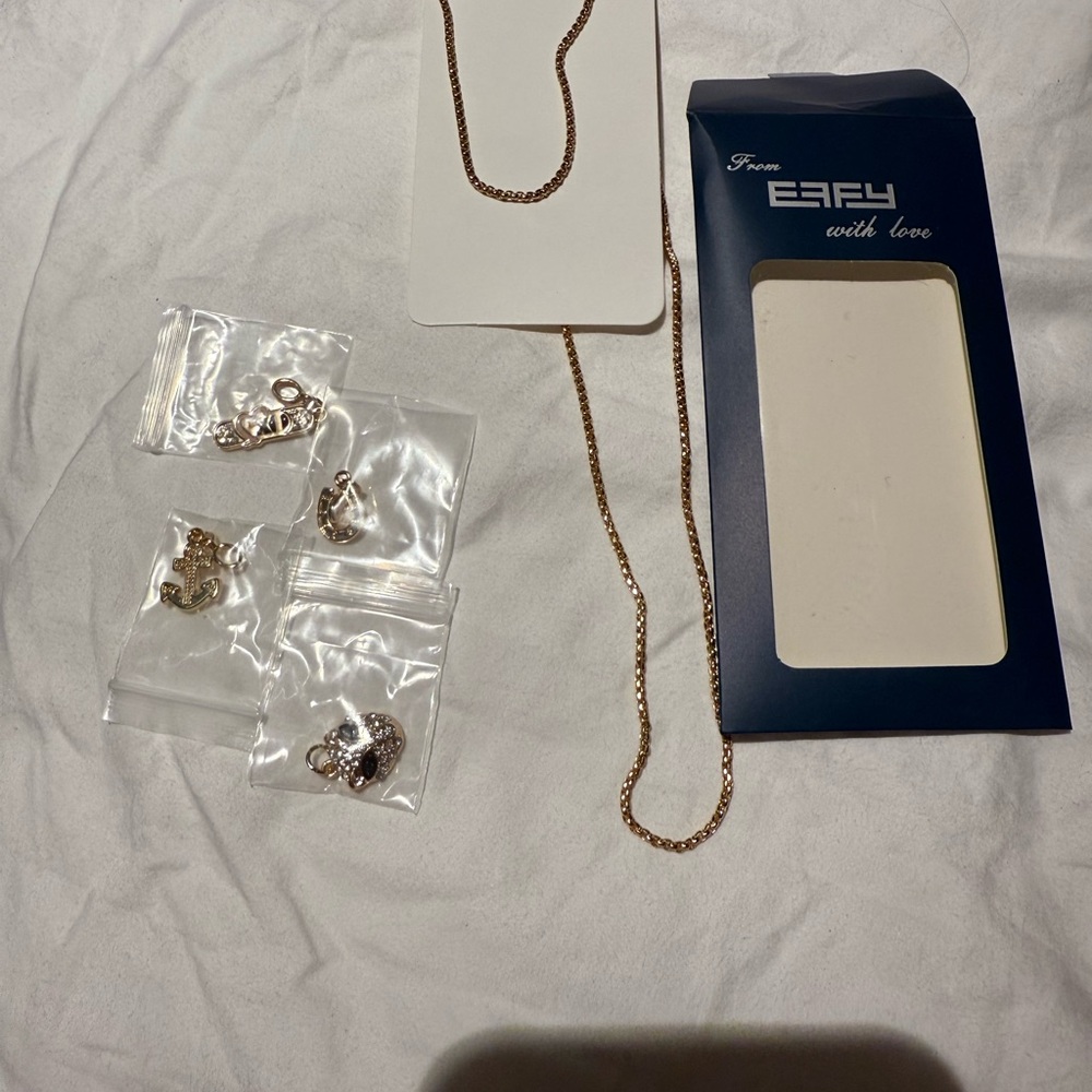 EFFY Necklace WITH LOVE 24" Chain & 6 Charms Pendant Gold Plated MSC Cruise 2025 - Picture 2 of 3